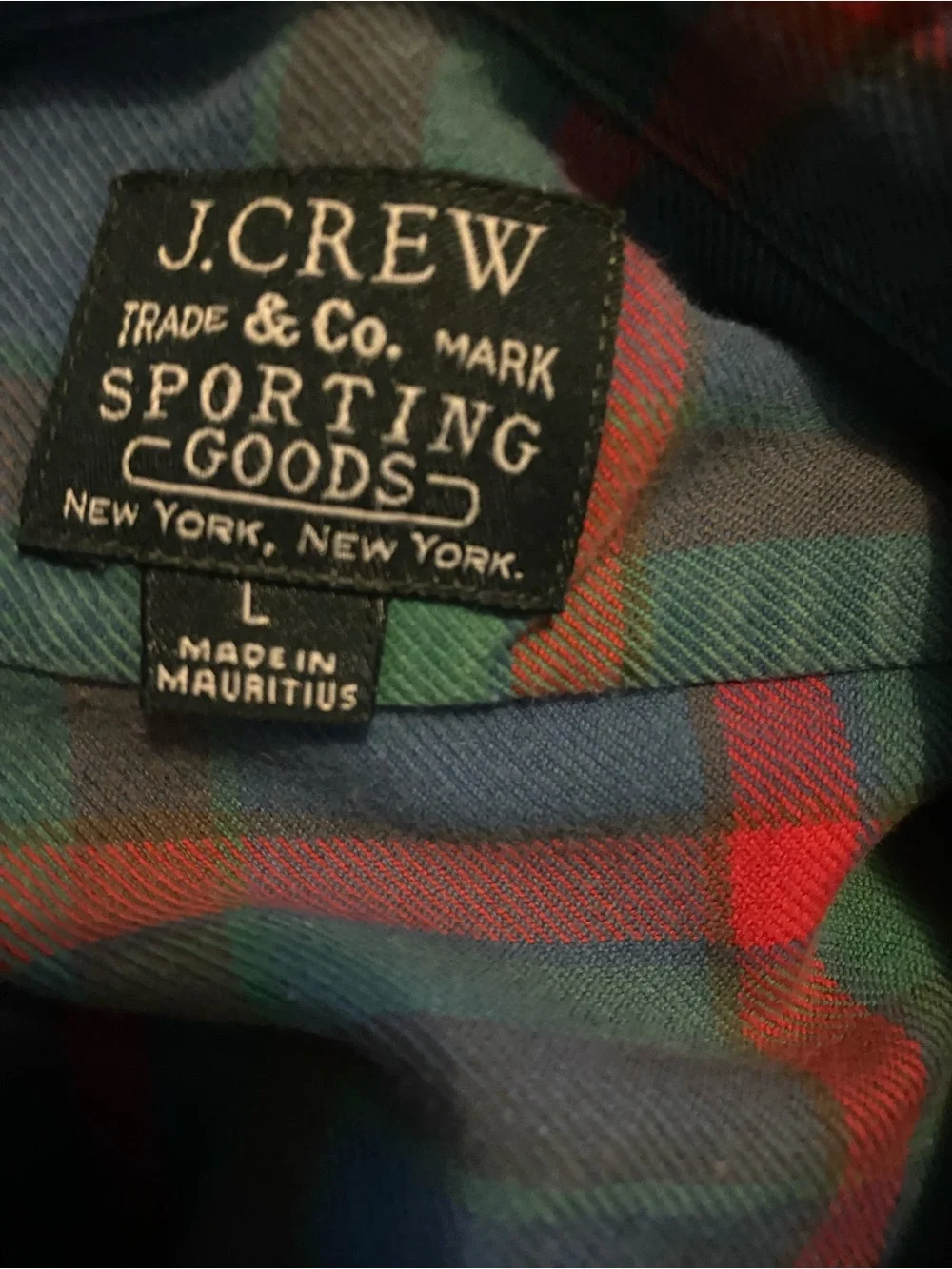 J.Crew Retro Sporting Goods Trade & Co Plaid Button Down Fisherman Shirt L